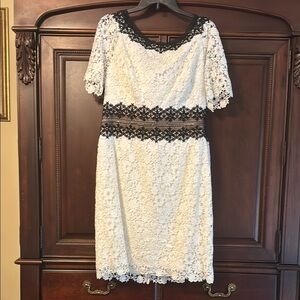 Elegant Lace Dress in Black and Cream